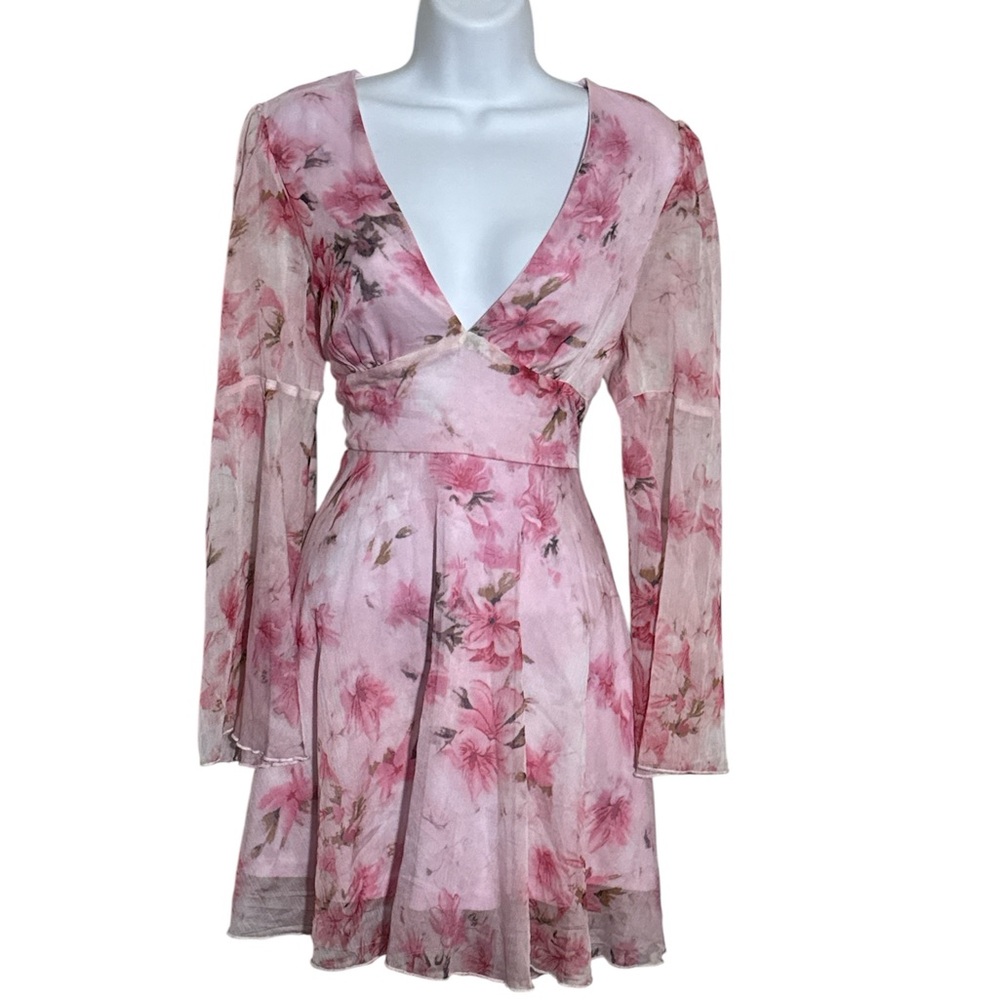 Double Crazy Floral Pink Cottage Core  Dress Size Medium‎